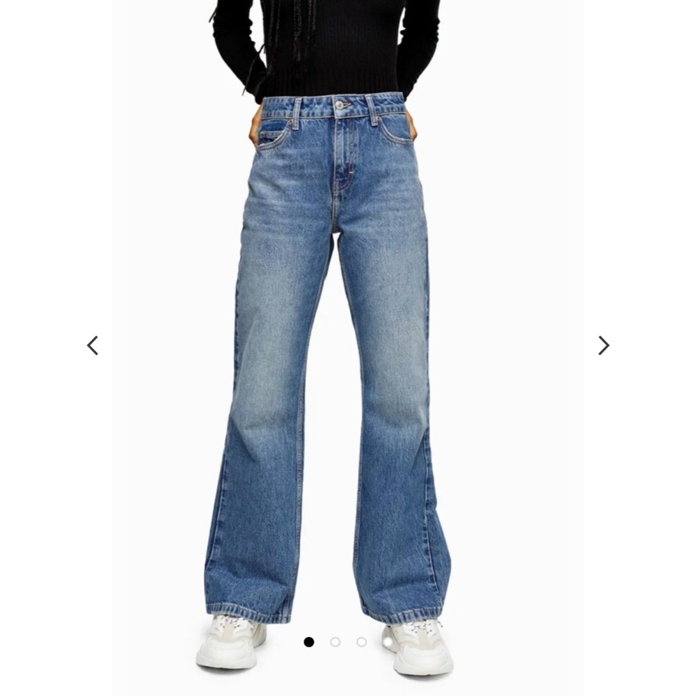 NWT Topshop high waisted rigid 90s flare jeans 28”